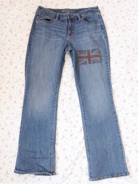 Old Navy Blue Flare Jeans with Flag Accent